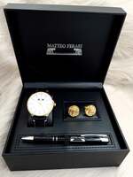 Set bărbătesc Cadou Matteo Ferari, Ceas, Butoni si pix metalic MF043B110G