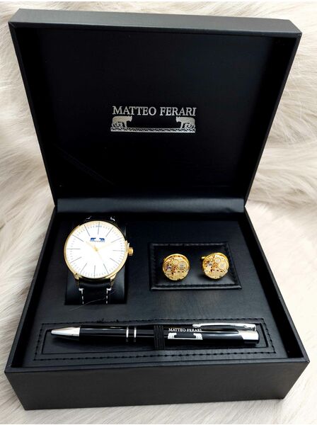 Set bărbătesc Cadou Matteo Ferari, Ceas, Butoni si pix metalic MF043B110G