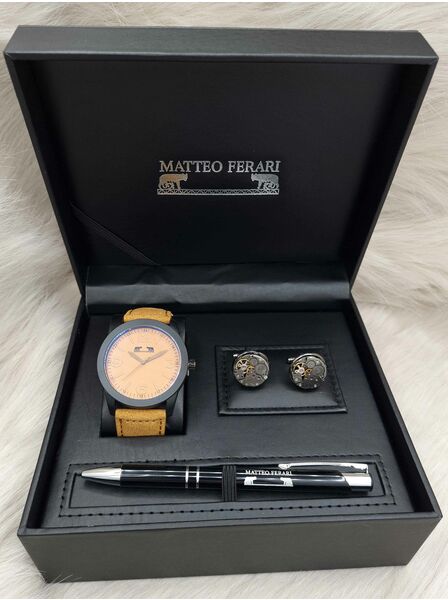 Set bărbătesc Cadou Matteo Ferari, Ceas, Butoni si pix metalic MF044B110G