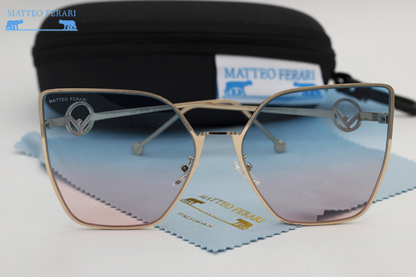 Ochelari de soare pentru Femei, Ramă Aurie, Lentile Albastre Gradient, MFJH-089PK