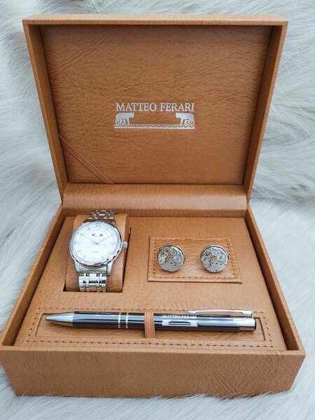Set bărbătesc Cadou Matteo Ferari, Ceas, Butoni si pix metalic MF045B110G