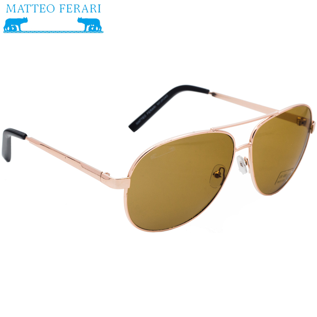 Ochelari de soare pentru Bărbați, Stil Pilot, UV400, Matteo Ferari, Maro, MFJH-034BR
