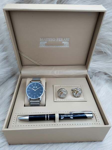 Set bărbătesc Cadou Matteo Ferari, Ceas, Butoni si pix metalic MF062B110G