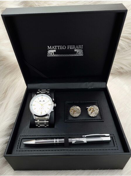 Set bărbătesc Cadou Matteo Ferari, Ceas, Butoni si pix metalic MF048B110G