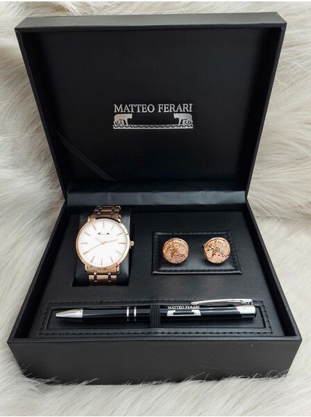 Set bărbătesc Cadou Matteo Ferari, Ceas, Butoni si pix metalic MF049B110G