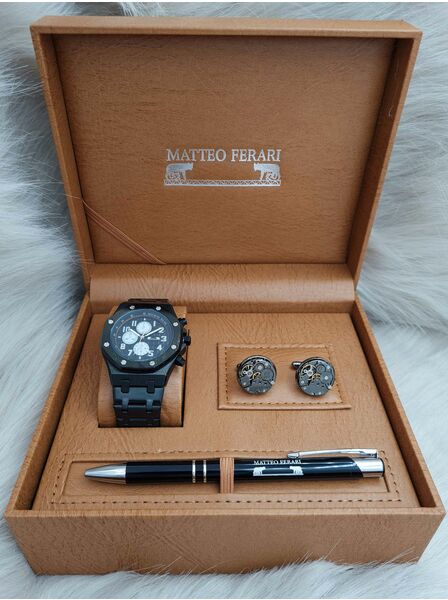 Set bărbătesc Cadou Matteo Ferari, Ceas, Butoni si pix metalic MF051B110G