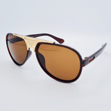 Ochelari de soare unisex maro cu inserții aurii, UV400