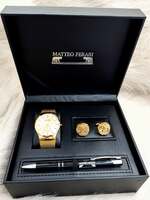 Set bărbătesc Cadou Matteo Ferari, Ceas, Butoni si pix metalic MF52B110G
