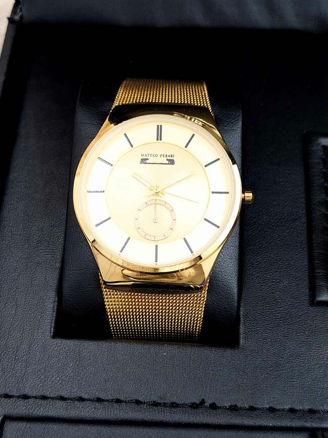 Set bărbătesc Cadou Matteo Ferari, Ceas, Butoni si pix metalic MF52B110G