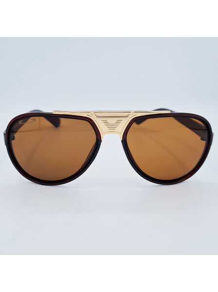 Ochelari de soare unisex maro cu inserții aurii, UV400, MFJH-143BR