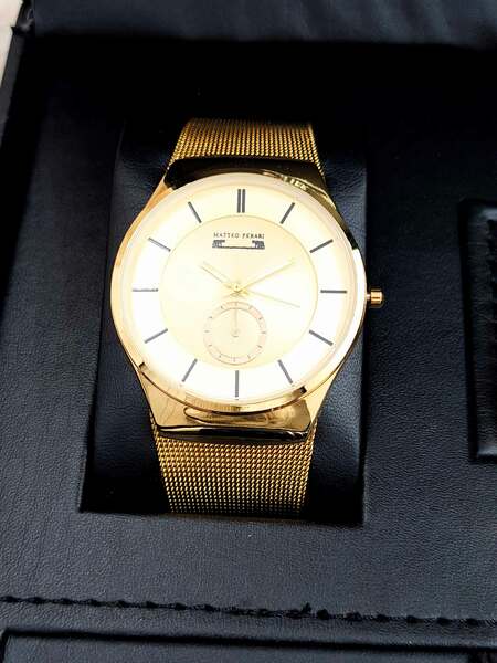 Set bărbătesc Cadou Matteo Ferari, Ceas, Butoni si pix metalic MF052B110G