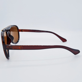 Ochelari de soare unisex maro cu inserții aurii, UV400