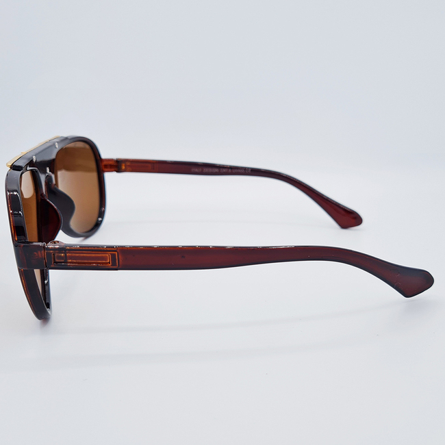 Ochelari de soare unisex maro cu inserții aurii, UV400