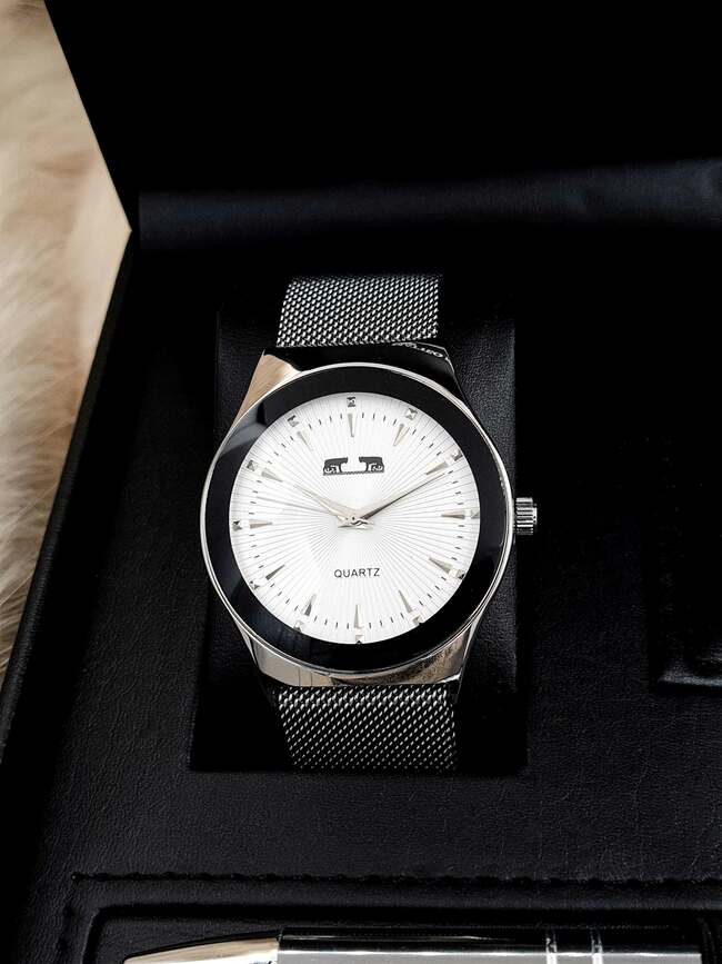 Set bărbătesc Cadou Matteo Ferari, Ceas, Butoni si pix metalic MF053B110G