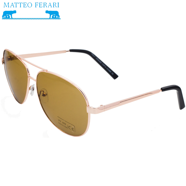 Ochelari de soare pentru Bărbați, Stil Pilot, UV400, Matteo Ferari, Maro, MFJH-034BR