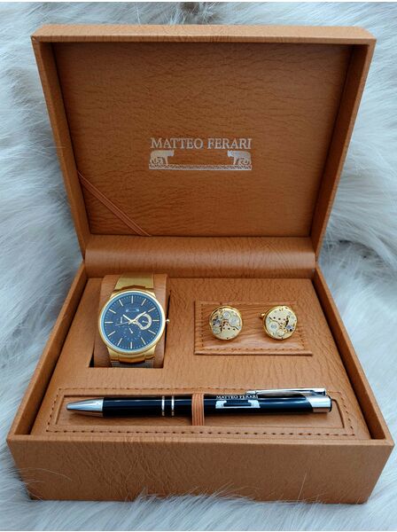 Set bărbătesc Cadou Matteo Ferari, Ceas, Butoni si pix metalic MF055B110G