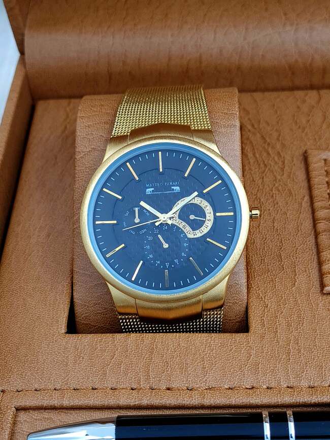 Set bărbătesc Cadou Matteo Ferari, Ceas, Butoni si pix metalic MF055B110G