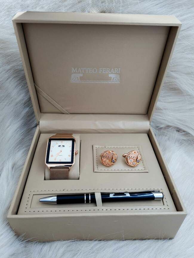 Set bărbătesc Cadou Matteo Ferari, Ceas, Butoni si pix metalic MF058B110G