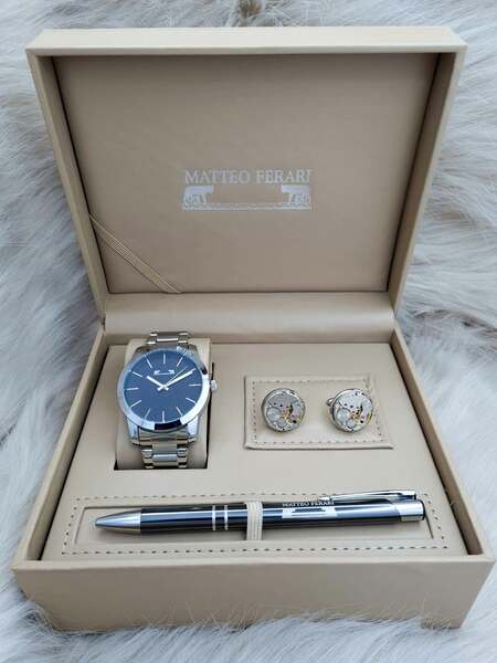 Set bărbătesc Cadou Matteo Ferari, Ceas, Butoni si pix metalic MF059B110G
