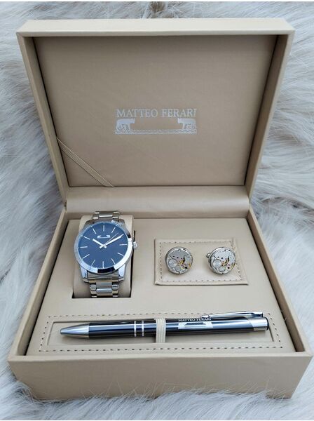 Set bărbătesc Cadou Matteo Ferari, Ceas, Butoni si pix metalic MF059B110G