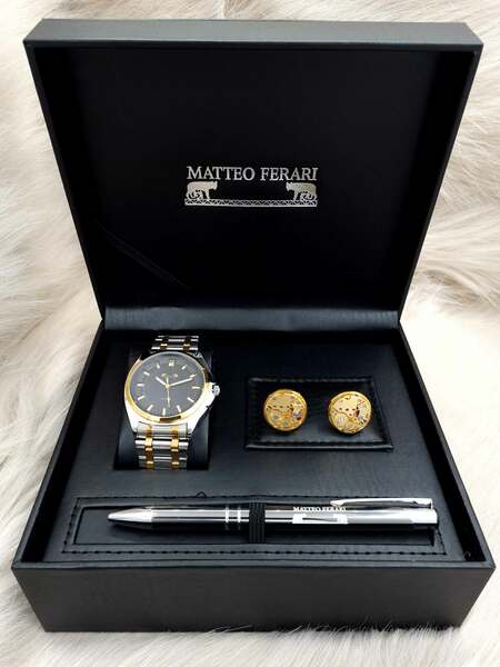 Set bărbătesc Cadou Matteo Ferari, Ceas, Butoni si pix metalic MF066B110G