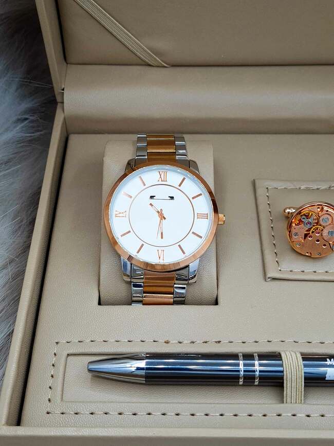 Set bărbătesc Cadou Matteo Ferari, Ceas, Butoni si pix metalic MF006B110G