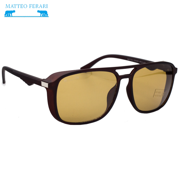 Ochelari de soare pentru Bărbați, Matteo Ferari, Rectangulari, Maro, UV400, MFJH-028BR