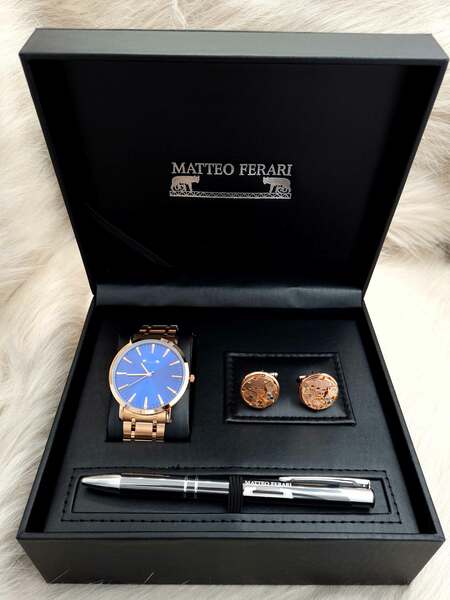 Set bărbătesc Cadou Matteo Ferari, Ceas, Butoni si pix metalic MF068B110G
