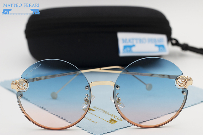 Ochelari de soare rotunzi pentru Femei, Matteo Ferari, Albastru Gradient, MFJH-O81PK