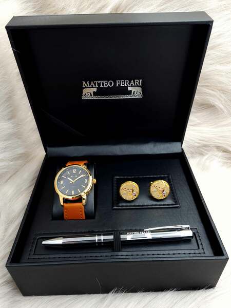 Set bărbătesc Cadou Matteo Ferari, Ceas, Butoni si pix metalic MF070B110G