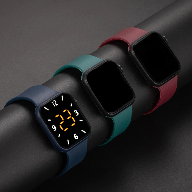 Ceas LED unisex Casual silicon verde LW009015