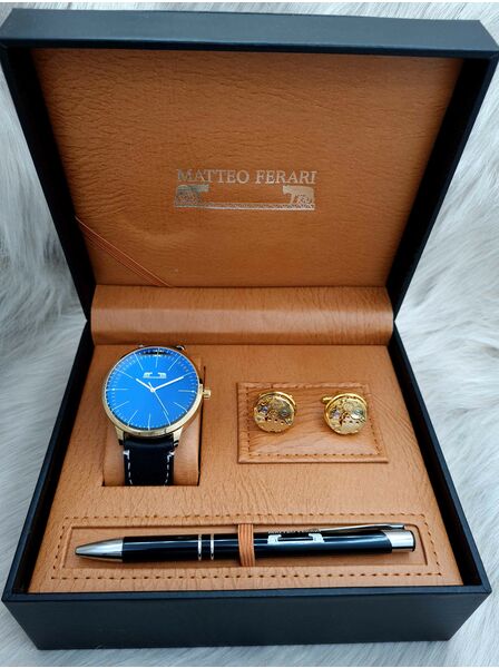 Set bărbătesc Cadou Matteo Ferari, Ceas, Butoni si pix metalic MF079B110G