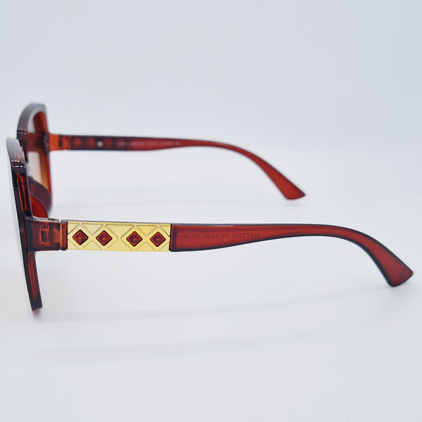 Ochelari de soare de damă Matteo Ferari MFJH-131BR cu ramă maro și lentilă ambra gradientă