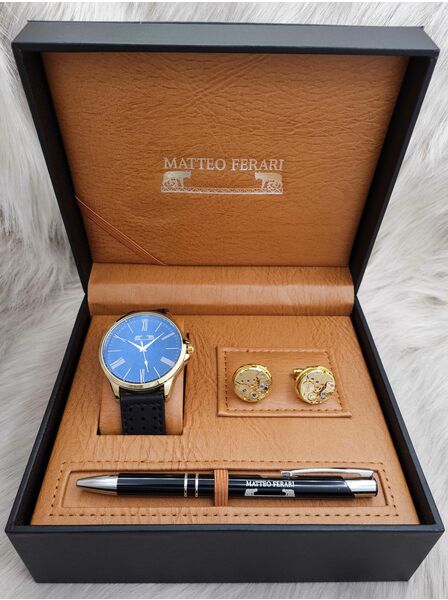 Set bărbătesc Cadou Matteo Ferari, Ceas, Butoni si pix metalic MF080B110G
