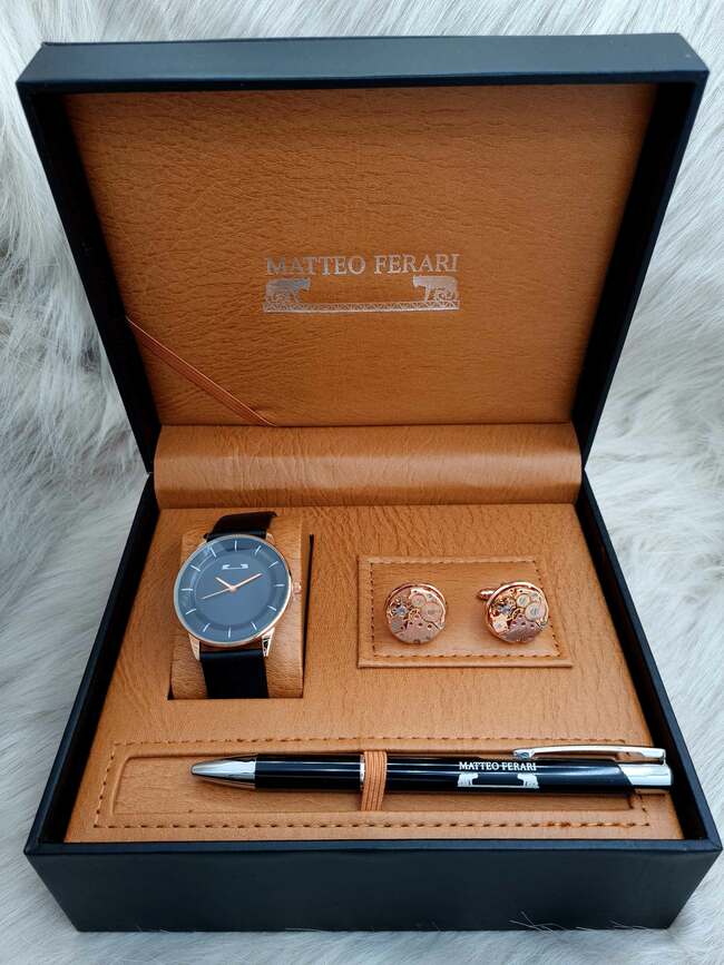 Set bărbătesc Cadou Matteo Ferari, Ceas, Butoni si pix metalic MF072B110G
