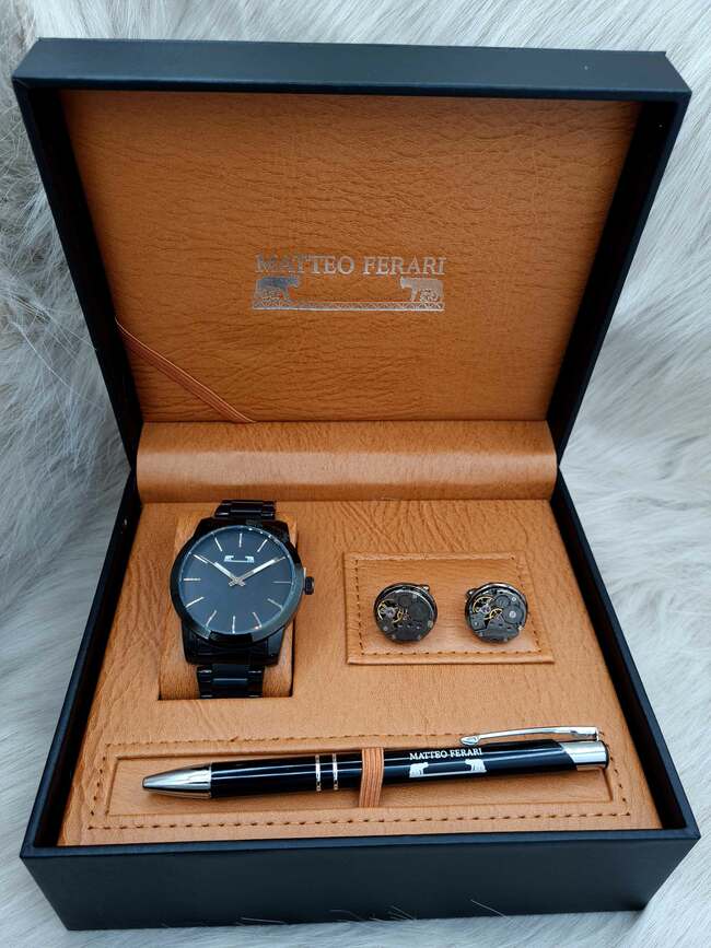 Set bărbătesc Cadou Matteo Ferari, Ceas, Butoni si pix metalic MF073B110G