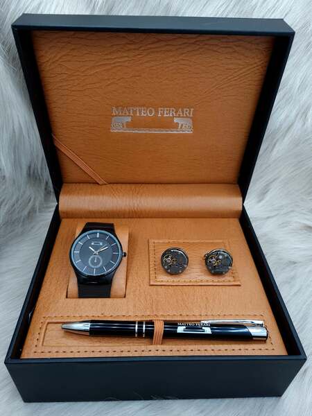Set bărbătesc Cadou Matteo Ferari, Ceas, Butoni si pix metalic MF074B110G