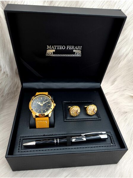 Set bărbătesc Cadou Matteo Ferari, Ceas, Butoni si pix metalic MF077B110G