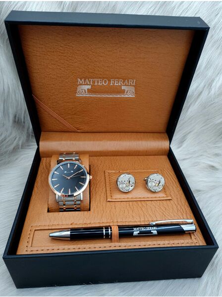 Set bărbătesc Cadou Matteo Ferari, Ceas, Butoni si pix metalic MF075B110G