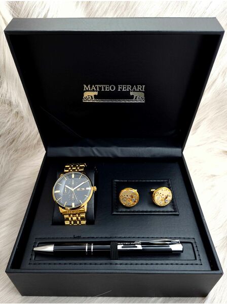 Set bărbătesc Cadou Matteo Ferari, Ceas, Butoni si pix metalic MF076B110G