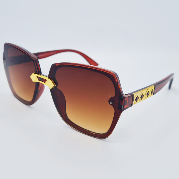 Ochelari de soare de damă Matteo Ferari MFJH-131BR cu ramă maro și lentilă ambra gradientă