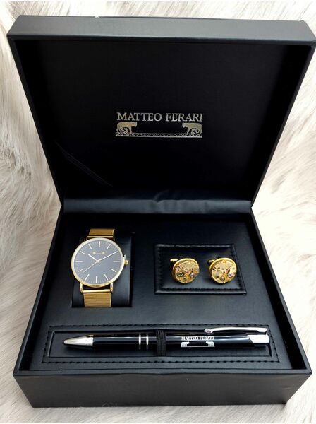 Set bărbătesc Cadou Matteo Ferari, Ceas, Butoni si pix metalic MF078B110G