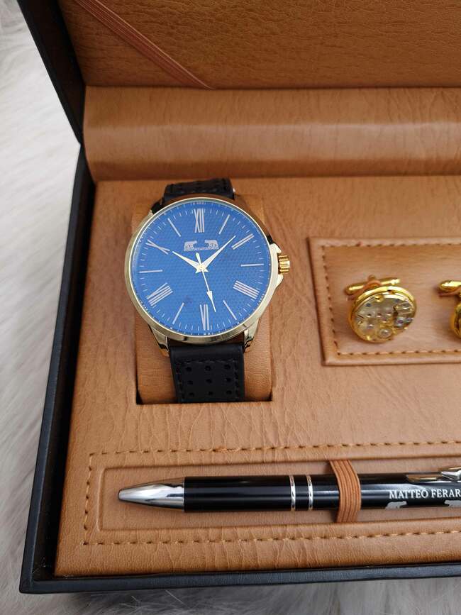 Set bărbătesc Cadou Matteo Ferari, Ceas, Butoni si pix metalic MF080B110G