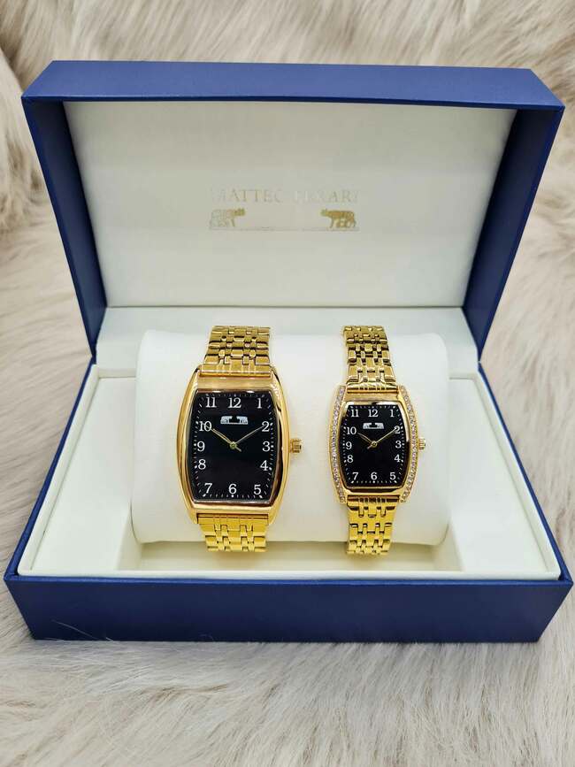 Set cadou ceas clasic pentru el și ea Matteo Ferari auriu MF013