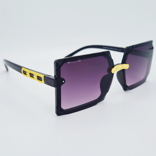 Ochelari de soare cu rame negre și accente aurii, Matteo Ferari, UV400, MFJH-133BK