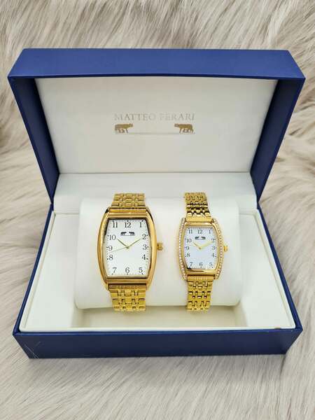 Set cadou ceas clasic pentru el și ea Matteo Ferari auriu MF014