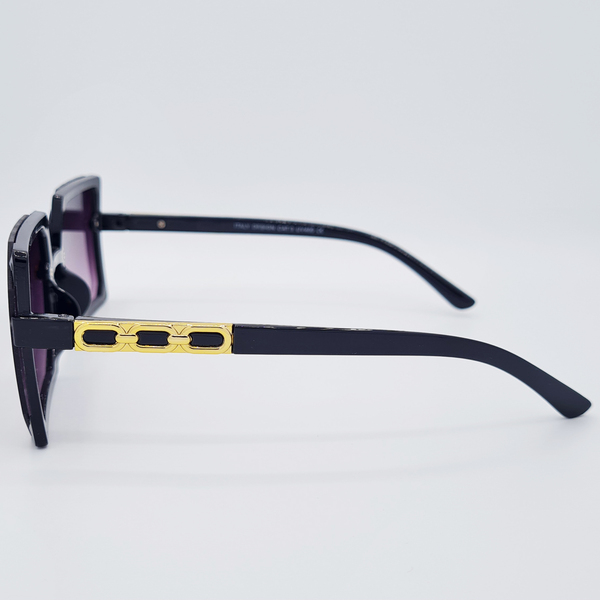 Ochelari de soare cu rame negre și accente aurii, Matteo Ferari, UV400, MFJH-133BK