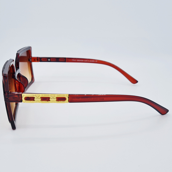 Ochelari de soare maro cu accente aurii si un stil elegant, Matteo Ferari, UV400, MFJH-133BR