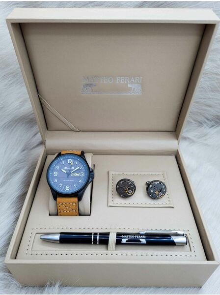 Set bărbătesc Cadou Matteo Ferari, Ceas, Butoni si pix metalic MF024B110G