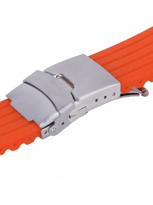 Curea de ceas din silicon cu deployant, Portocaliu, 20mm CC10SIL